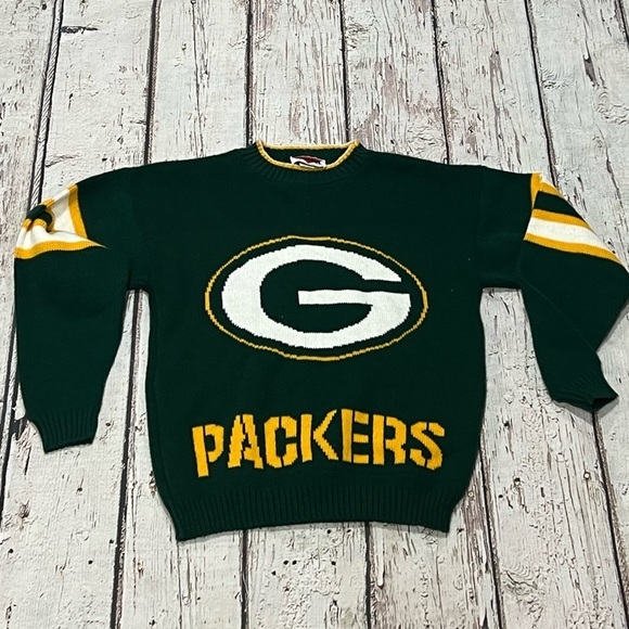 Vintage 1980s Kids Boys Green Bay Packers NFL Football Sports Crewneck Sweater - Picture 1 of 4